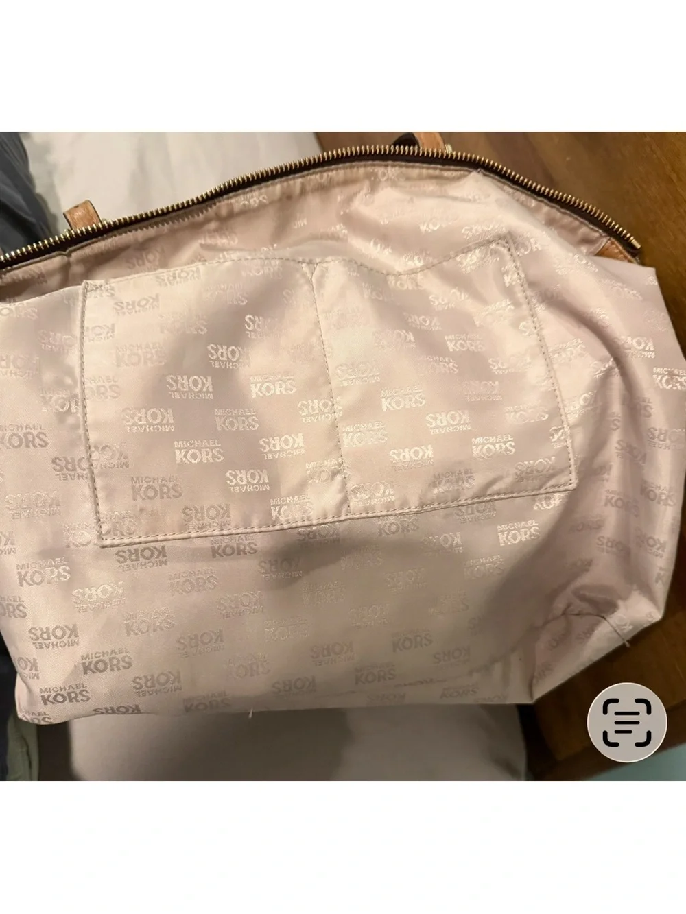 Michael Kors Brown/Tan MK Logo Tote with Gold Accent